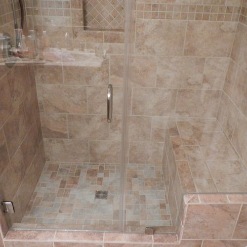 Custom walk in tile shower