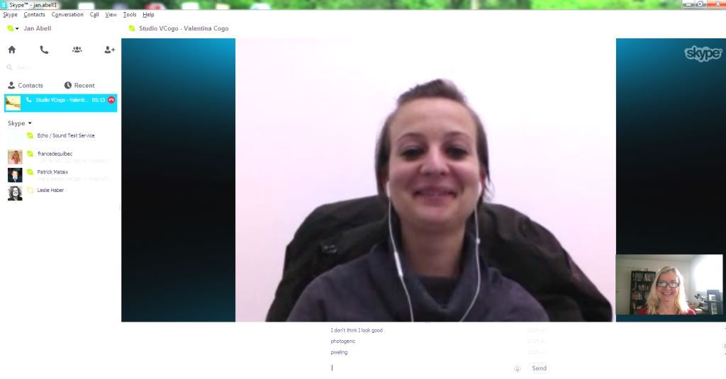 Valentina via Skype from Italy