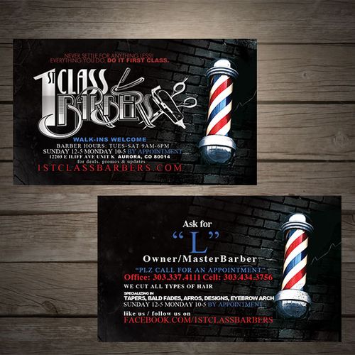 Business Card design for a local barber shop.