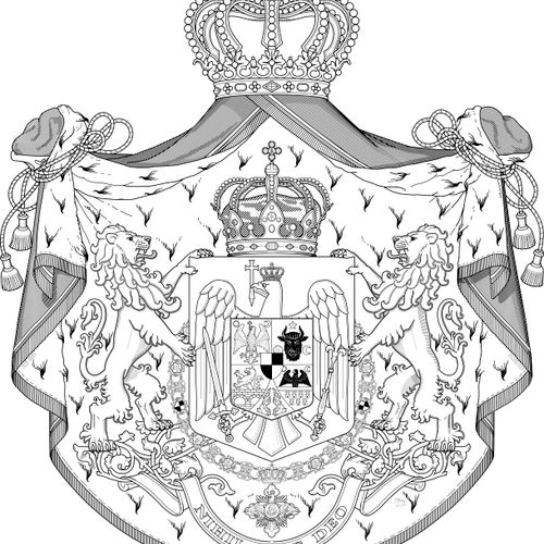 Vectorial Coat of Arms of Romanian Kingdom - B&W