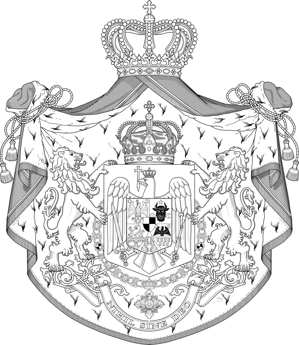 Vectorial Coat of Arms of Romanian Kingdom - B&W