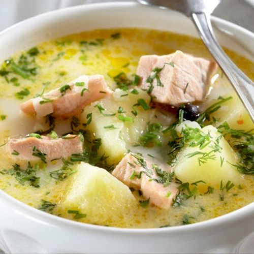 Lohikeitto - Salmon, potato, & leak soup from Finl