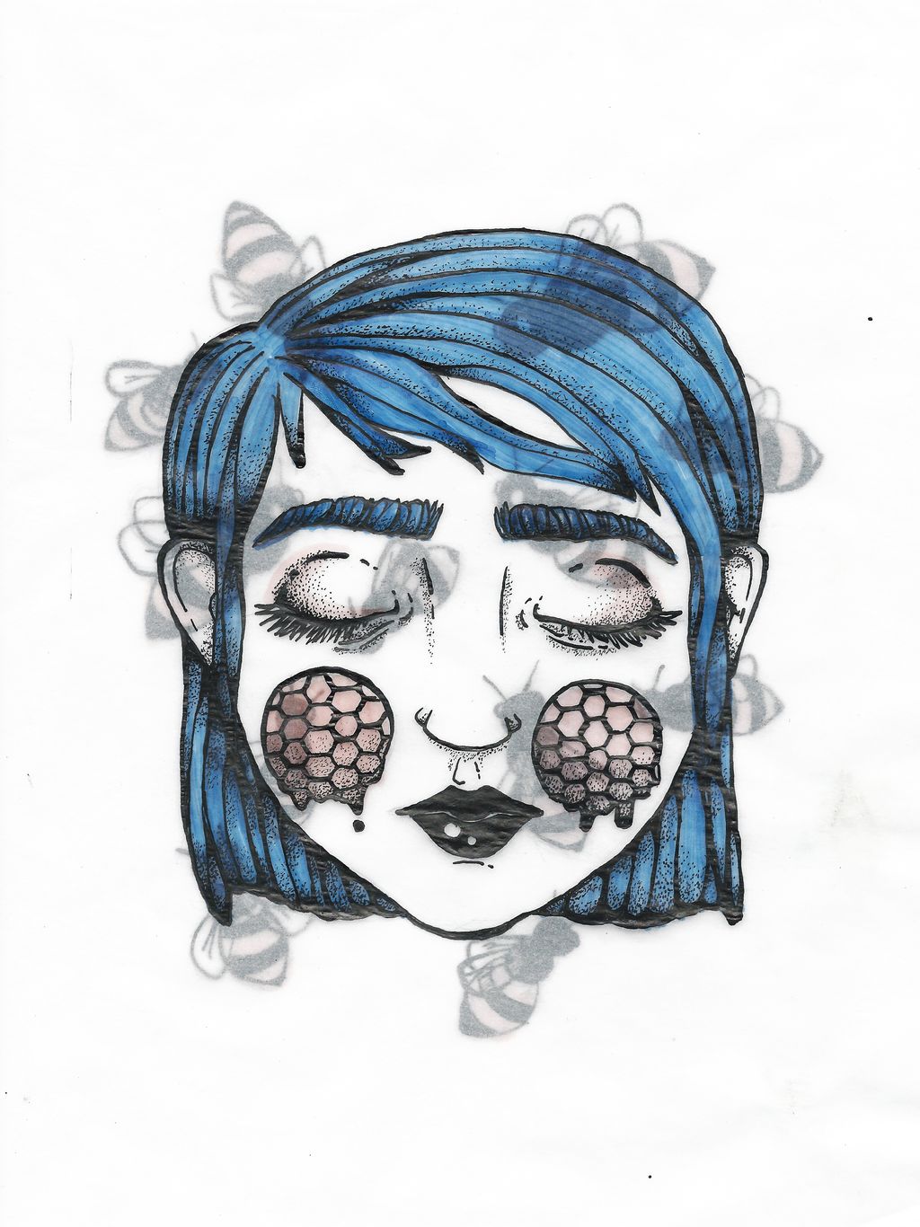 Ink and Marker on Transparent Paper