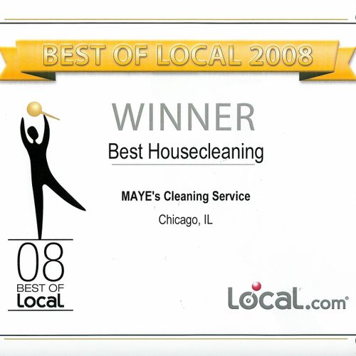 2008 Winner of Best Housecleaning in Chicago by Lo