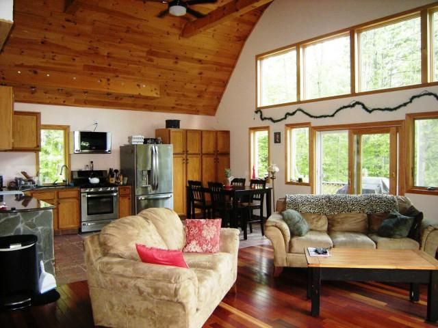 Open floor plan, cathedral ceiling spaces, distant