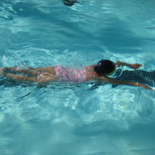 Children learn to swim safe in and around the pool