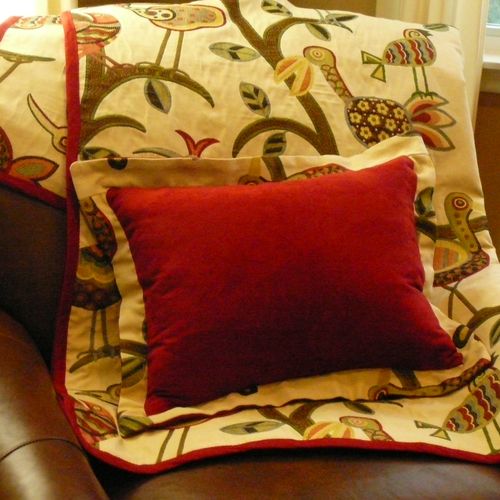 Custom made throw and coordinating  pillow with fl