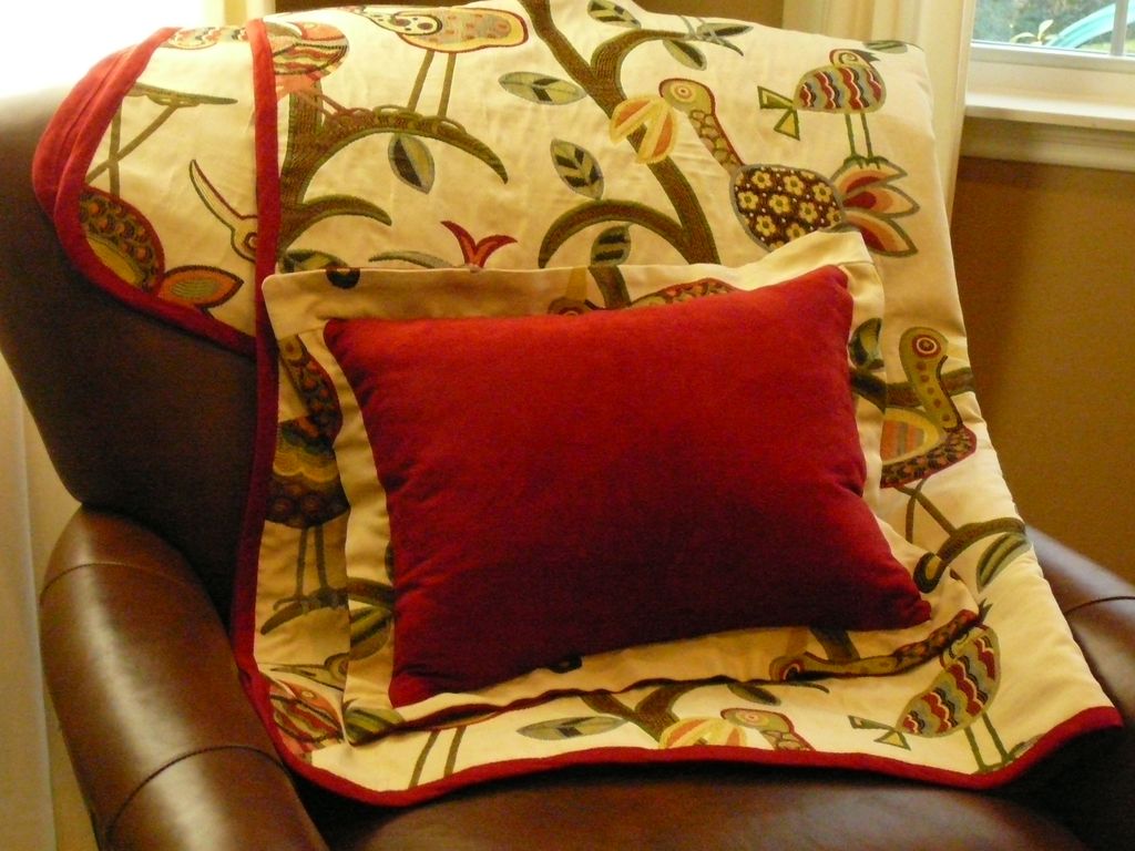 Custom made throw and coordinating  pillow with fl