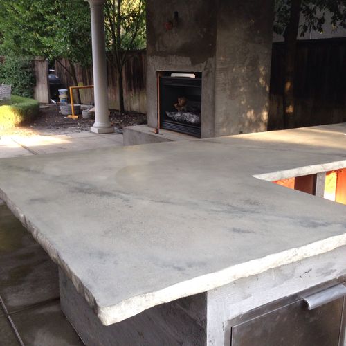 Concrete countertops poured in place