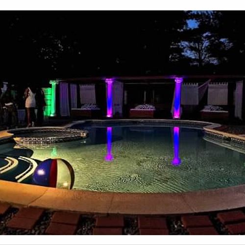 Pool Party Night time Decor