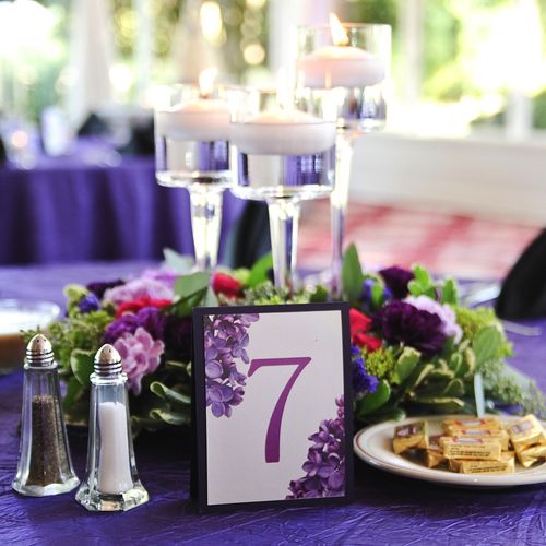 Custom table numbers to coordinate with wedding in