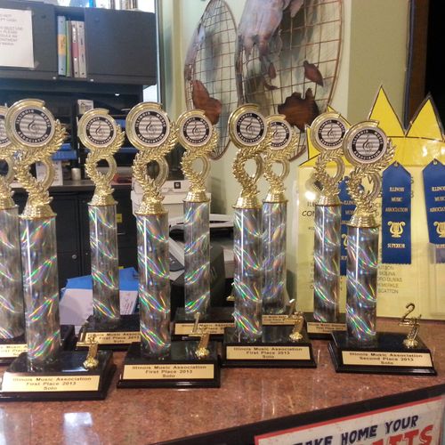 Some of the trophies won by our students from the 
