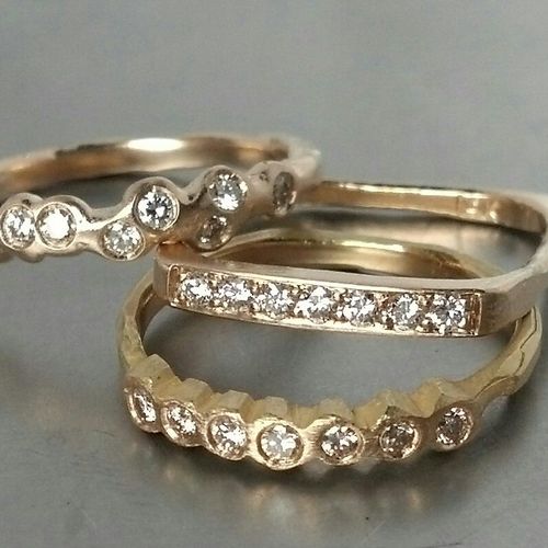 Diamond wedding bands in 14ky