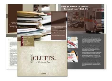 Clutts attorney branding and brochure.