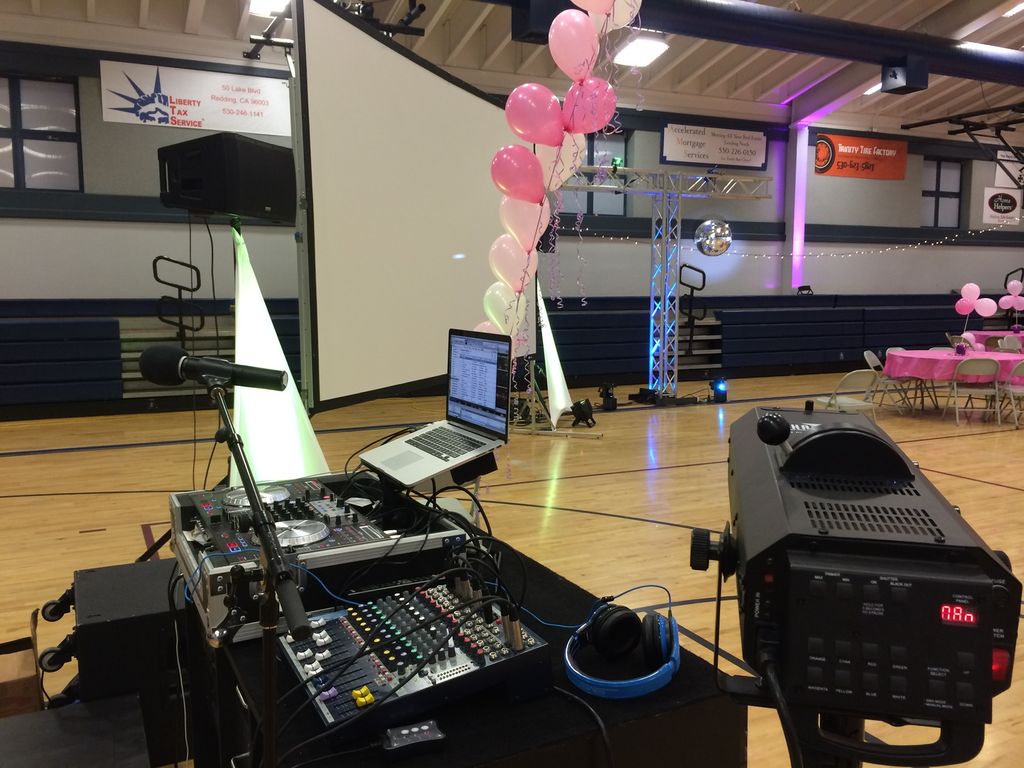 DJ school event sound, lighting, projection