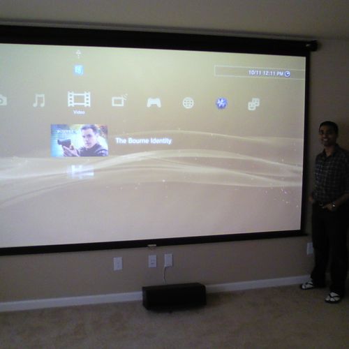 128 inch 1080p projection theater