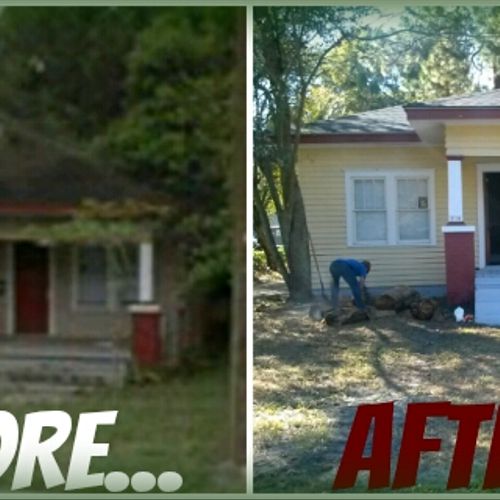 Before and after pictures of a house I painted to 