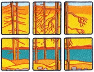 Embroidered 6-panels scene