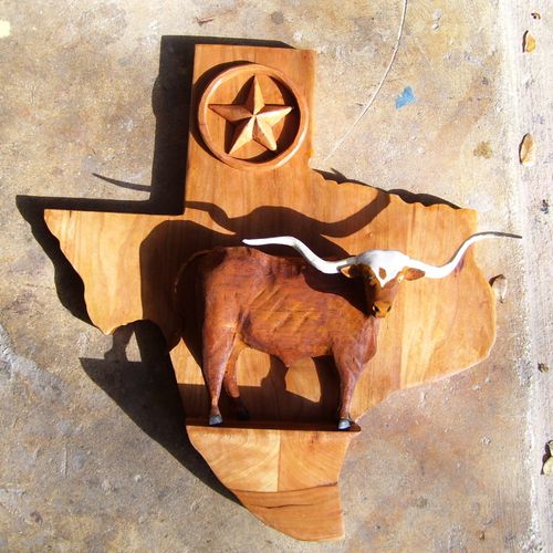 Handcrafted Texas Longhorn designed in wood