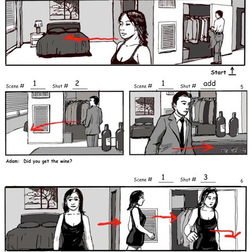 Black and White storyboards (6 frames to a page)