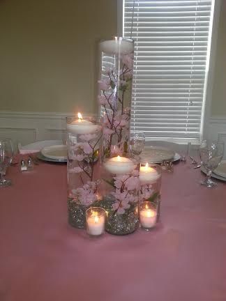 Submerged flowers with floating candle centerpiece