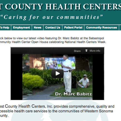 Website header for West County Health Center