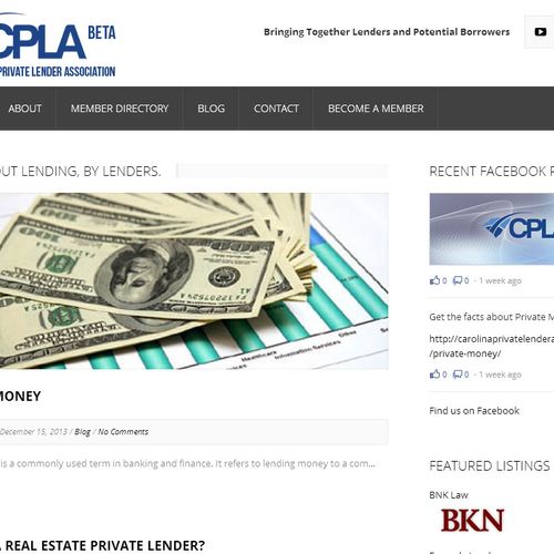 CPLA website featuring a member login and a lender