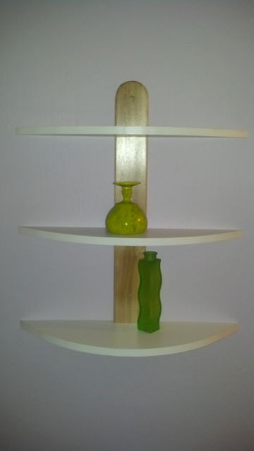 Custom shelf design. Each shelf has a different de