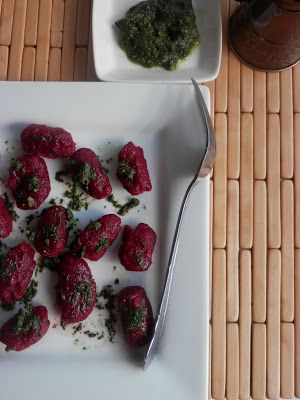 Homemade Beet Gnocchi with Beet Greens Pesto