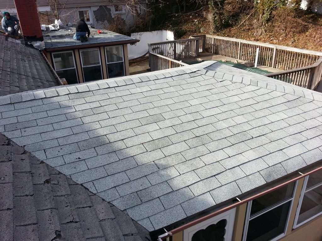 Shingle roof repair work.