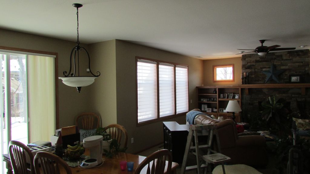 I tape all woodwork and cover all flooring