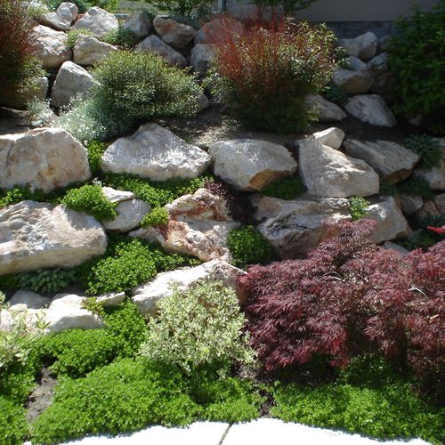 Lush and colorful rock retaining
