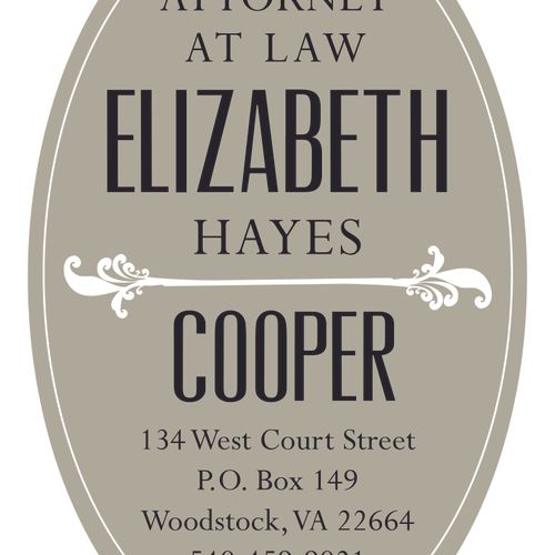 Business window sticker for Elizabeth Hayes Cooper