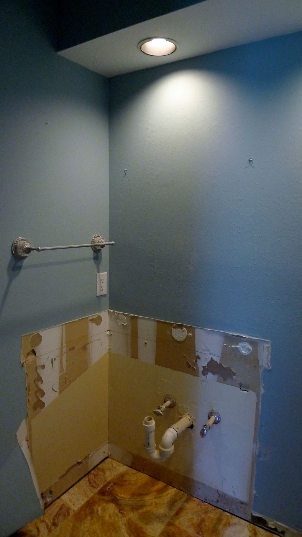 Before picture of powder room that had an outdated
