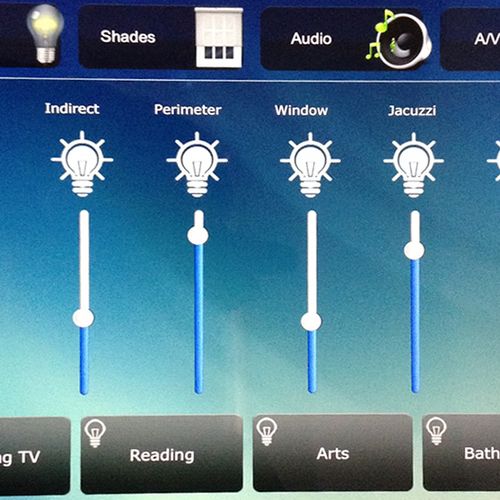 Snapshot - lighting control page programmed as par
