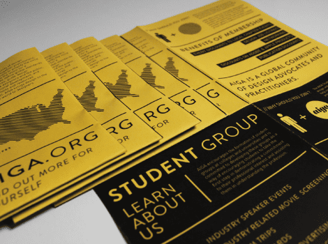 The AIGA Student group brochure was designed to he