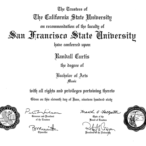A music degree from San Francisco State University