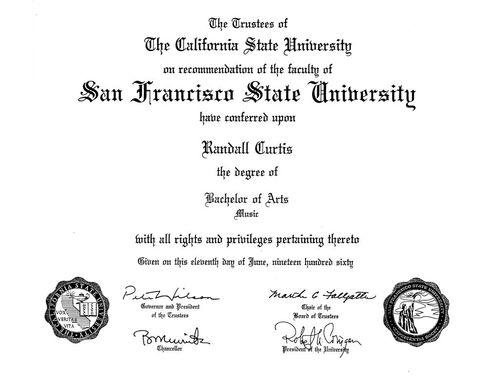 A music degree from San Francisco State University