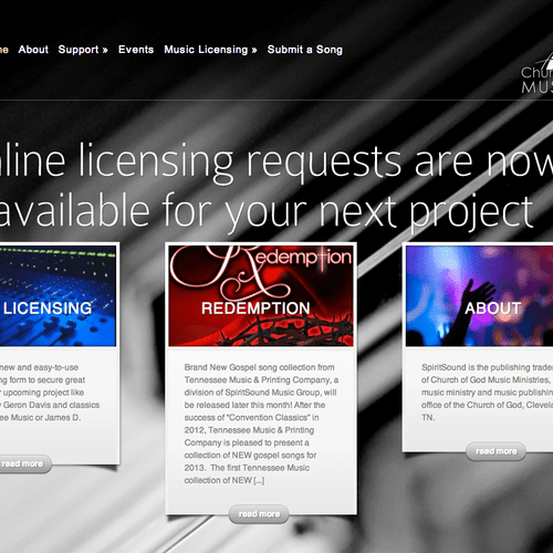 WordPress site developed for the music ministry of