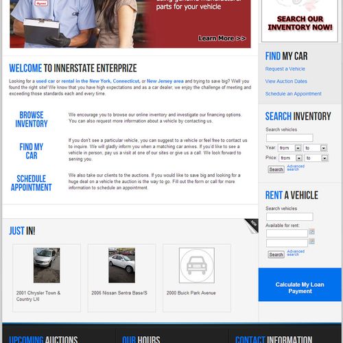 Website design for a car dealership.