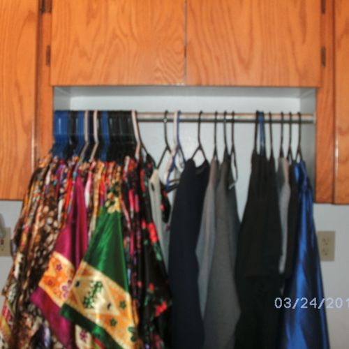 Organization of clothes for little elderly lady.