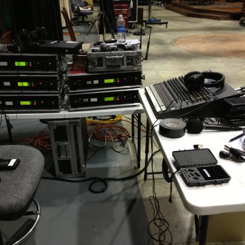 My set-up while doing sound for a Television show.
