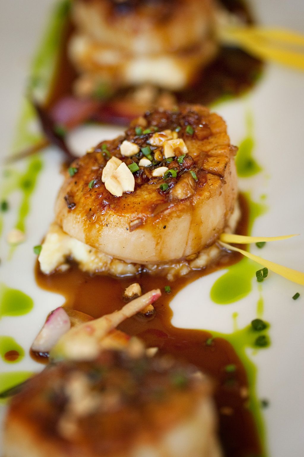 Diver Sea Scallop with Pome puree and Szechuan sau