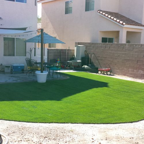 After synthetic lawn install
