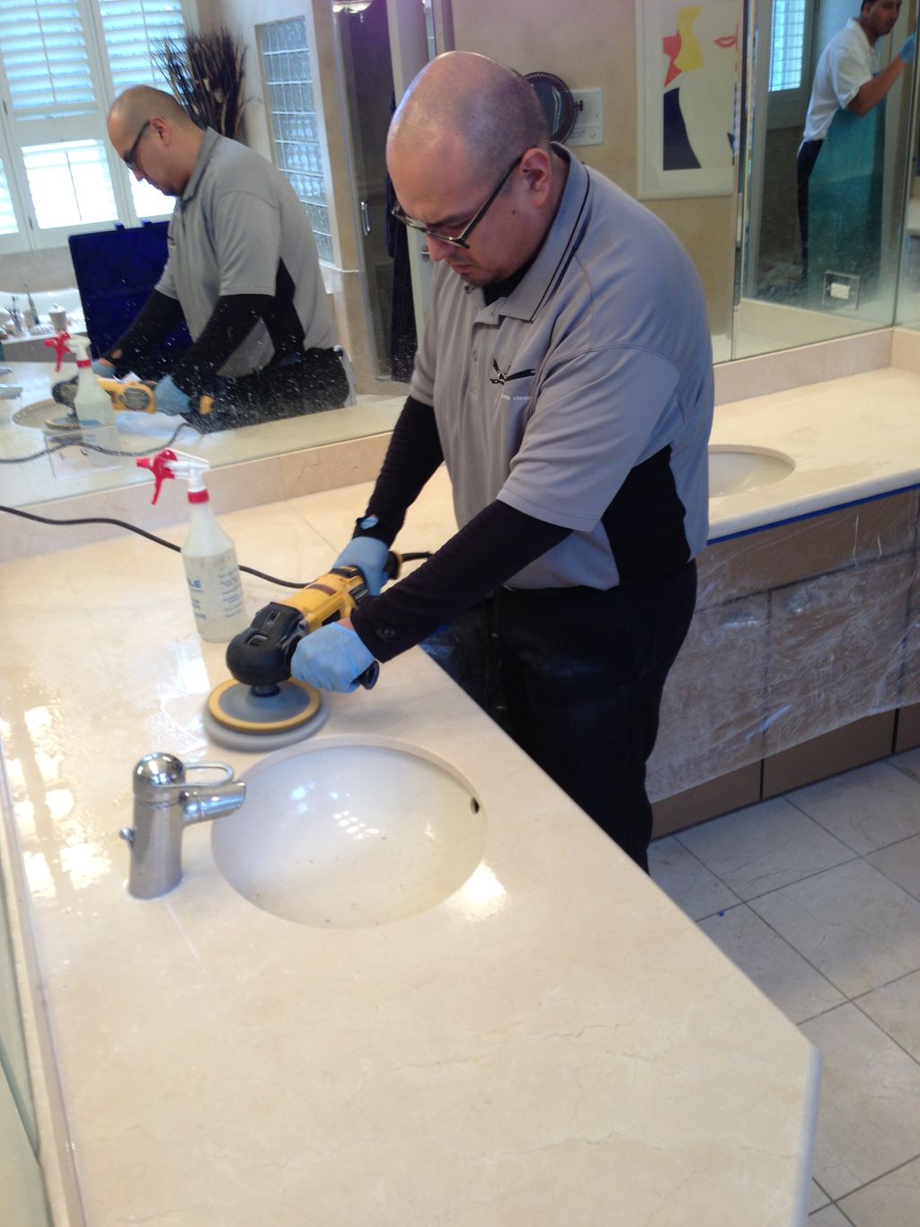 CSI Clean Team resurfacing a marble countertop