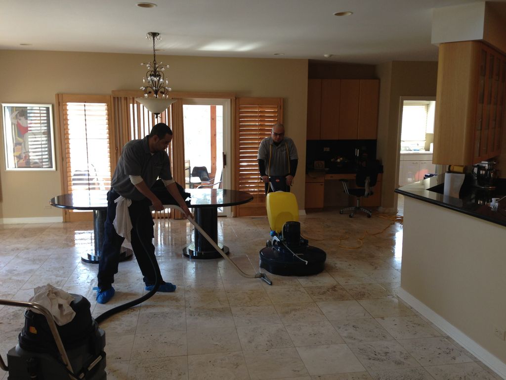 CSI Clean Team polishing Limestone & travertine