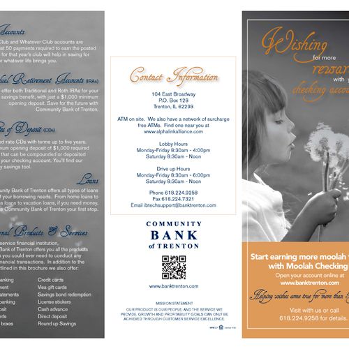 Checking Account Service brochure design. Cover Sp