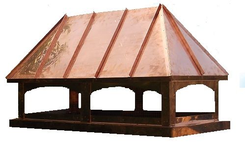 Copper #2 chimney cap with arched window and raise