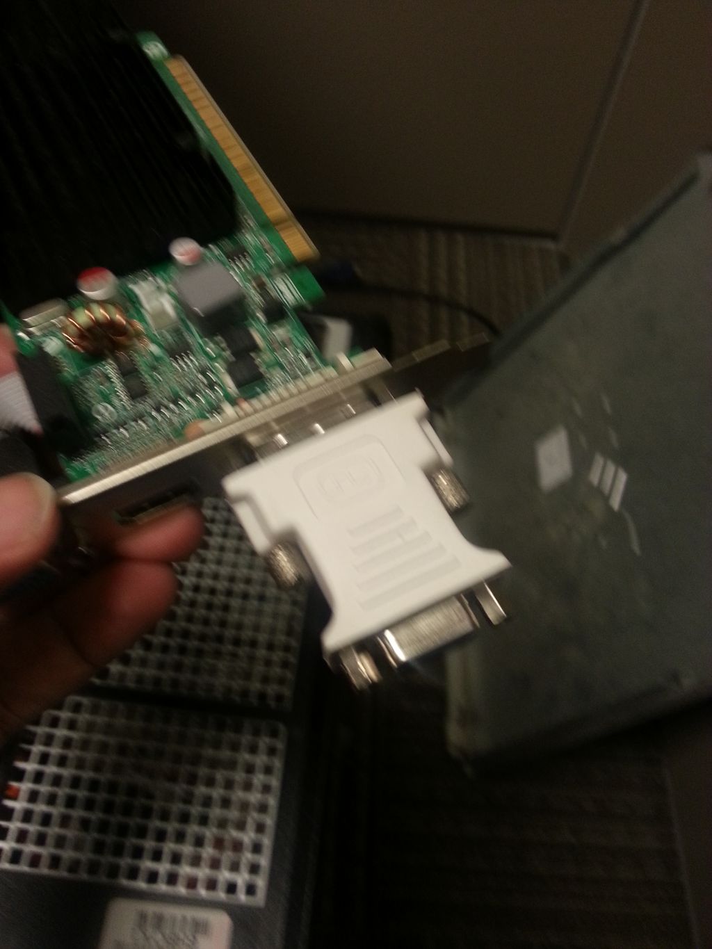 VGA to DVI adapter added to connect to a monitor.