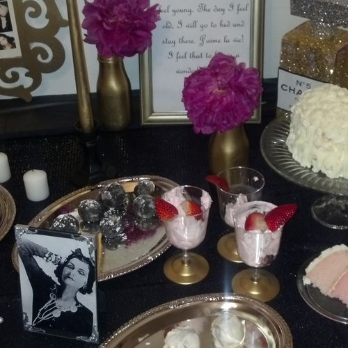 Chanel Inspired Dessert Table for a birthday party